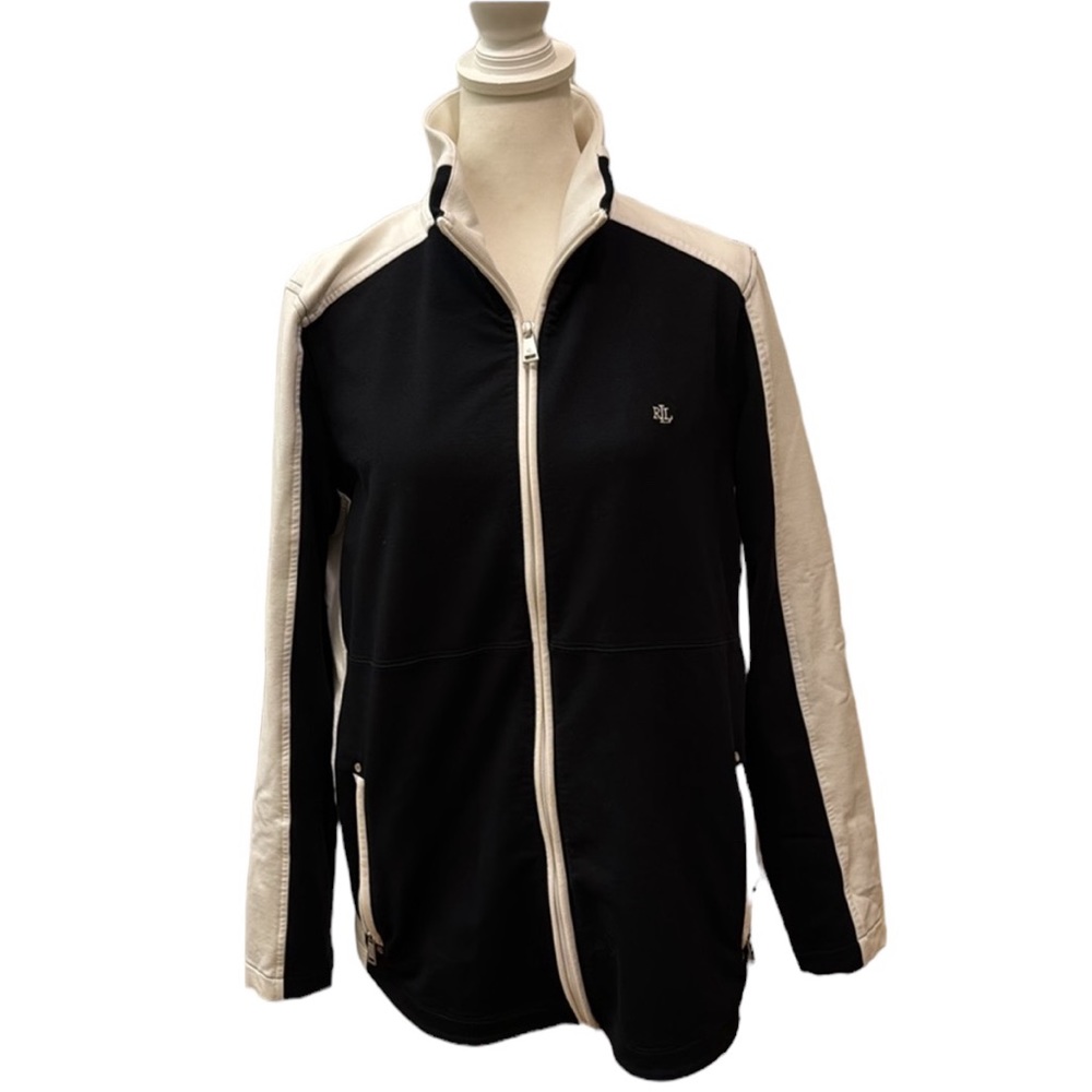 Ralph Lauren Black and White fitted knit jacket. XL. VGUC.